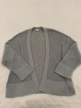 Abercrombie & Fitch Light Gray/Green Open-Weave Cardigan